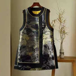 专柜撤回尾单捡漏独特超好看轻奢高级感新中式国风印花马甲外套女