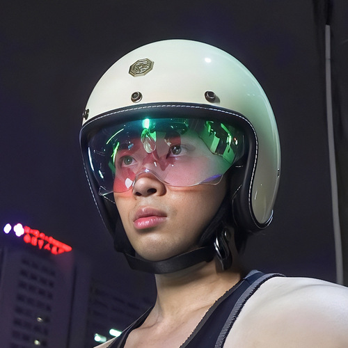 3/4 Helmet Summer Personalized Retro Half Helmet ORZ Harley Retro Helmet for Men and Women Half Helmet Electric Bicycle