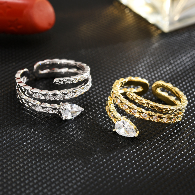 Brand elegant one size design sophisticated ring with zircon