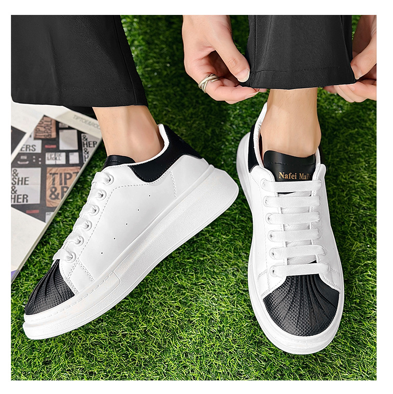 Weiße Shell Toe Sneaker Für Herren Leichte Koreanische Sneaker_voghion.com