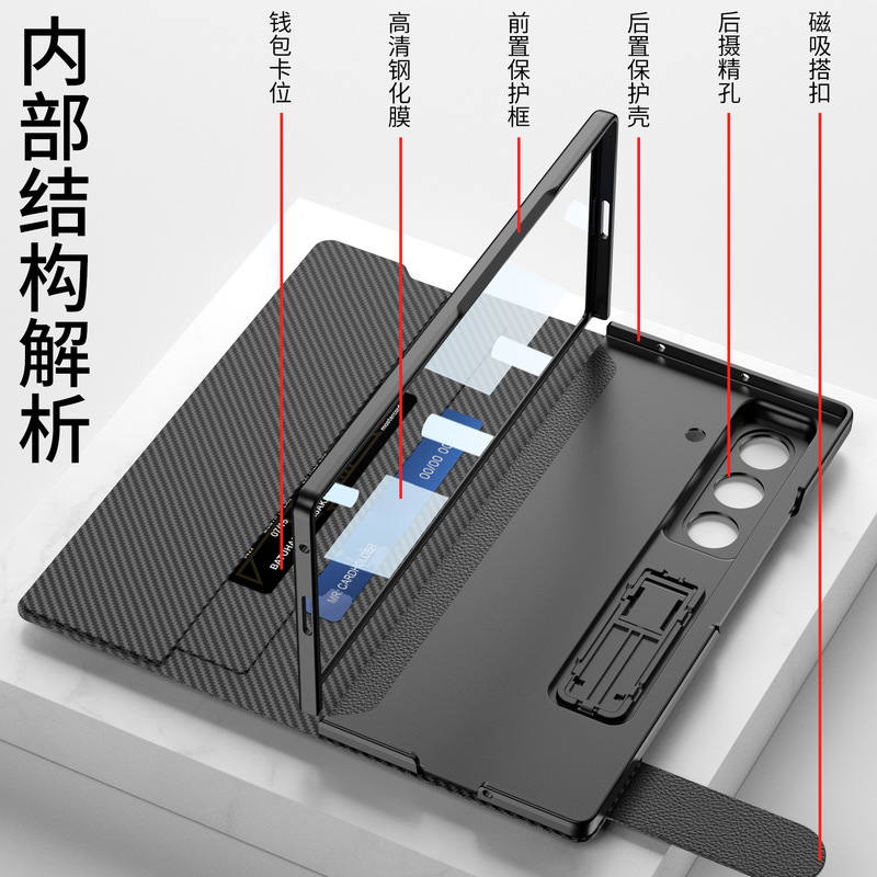 Samsung zfold7 ウォレット携帯電話ケースレザーケースフリップスタンドシェルフィルム一体型トレンディブランドカード挿入クロスボーダー外国貿易に適しています|undefined