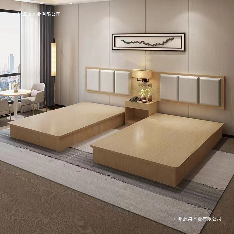Cs Hotel Furniture Customized Standard Room Full Set of Guest Room Large Bed Sheets Double Bed Bed and Breakfast Express Room Hotel Hotel Bed