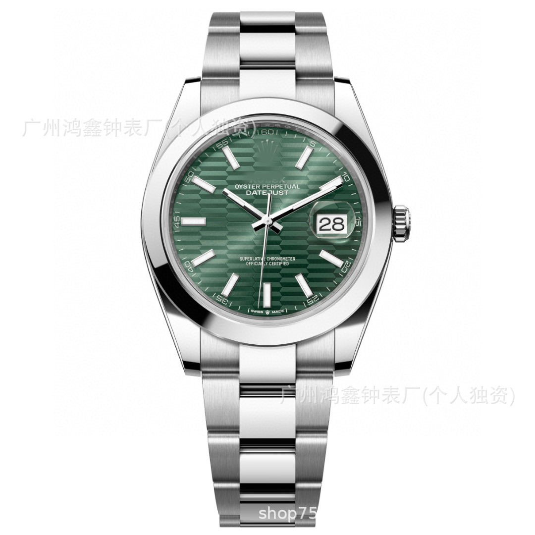 comercio exterior transfronterizo Oyster Registro de movimiento constante Reloj de apertura verde oliva Registro de hombre Reloj mecánico automático al por mayor
