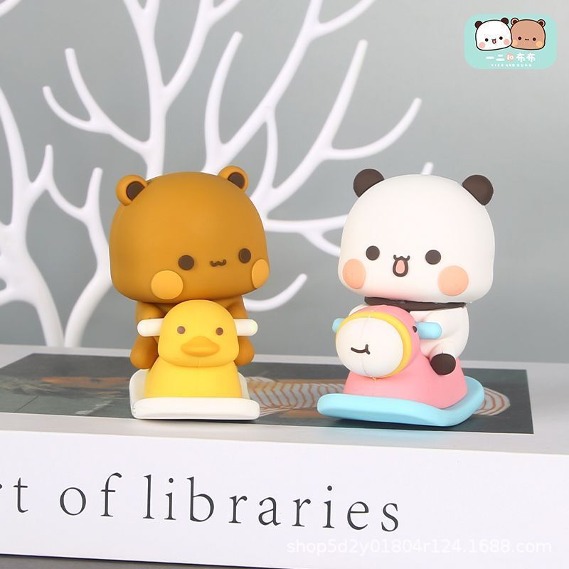 パンダ 1 と 2 と Bubu デスクトップ人形フィギュア車の装飾品漫画かわいいアニメーション装飾品トレンディなおもちゃ人形|undefined