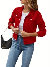 E 14050 Women's Collar Pocket Jacket ���I�ڴ��A�� �W���羳