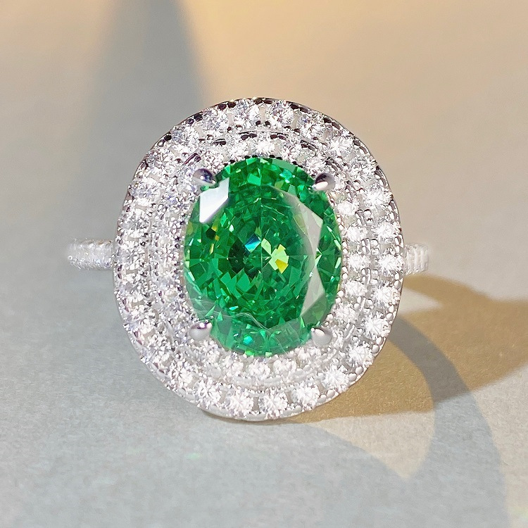 Fashion Oval Sterling Silver Inlay Zircon Rings 1 Piece