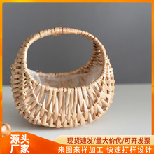 时尚手提插花篮子编织包藤编柳编手工创意花盆置物篮绿植阳台