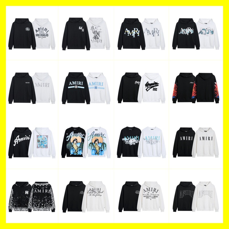 Cross-Border Export New Amiri Sweatshirt Cracked Letters Splash Ink Stream Paint Graffiti Embroider Hoodie Printed Jacket