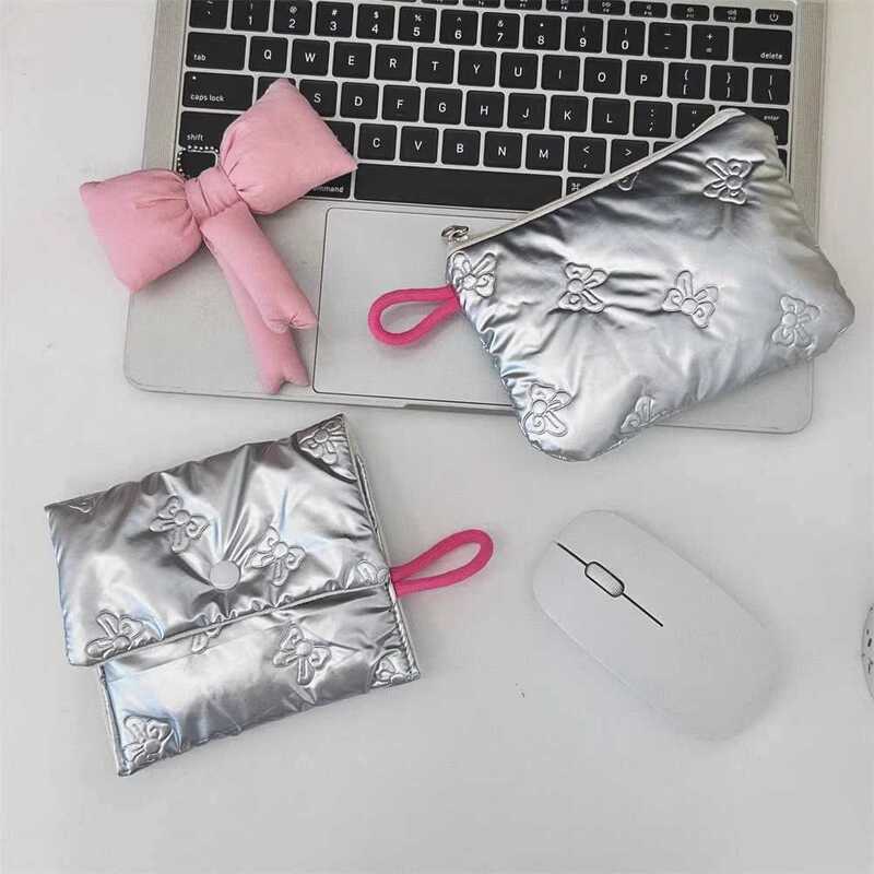 Korean Ins Blogger Quilted Quilted Cosmetic Bag for Women, Cute Clutch Bag, Portable Small Coin Purse Bag