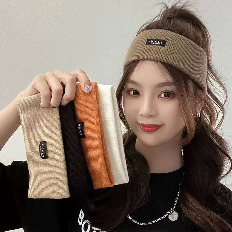 Knitted Warm Headband, Demi-Season Sports Scarf, Fashionable Stretch Hairband (Black/White/Brown/Orange)