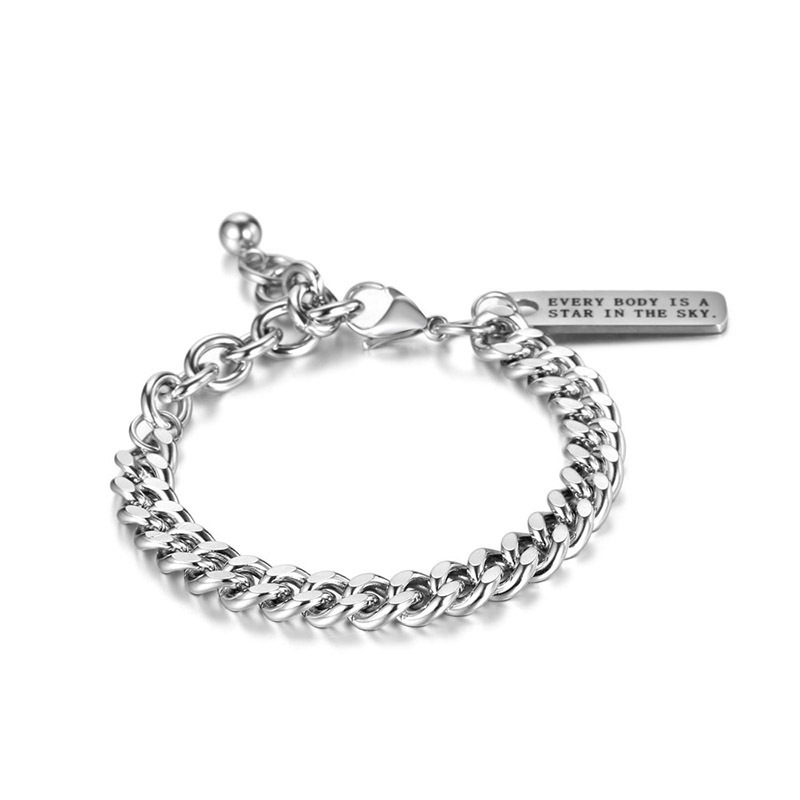IMI Designer Korean Style Titanium Steel ins Style Bracelet Men's and Women's Chain Square Brand Letter Simple Hand Decoration Men's YL188 IMI Designer Korean Style Titanium Steel ins Style Bracelet Men's and Women's Chain Square Brand Letter Simple Hand Decoration Men's YL188