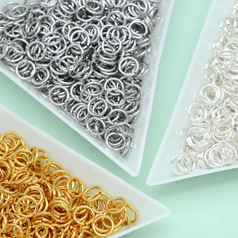 Color preserving 18k real gold plating open ring flat ring bead necklace DIY handmade beaded earrings accessories