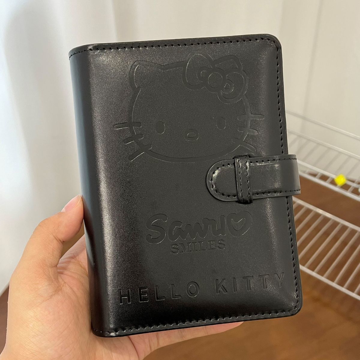 中古kitty猫黑色皮质a7活页手账本高颜值手工便携笔记本日记事本