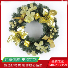 厂家直销跨境热销款圣诞花环可加灯pvc门挂橱窗道具背景圣诞装饰
