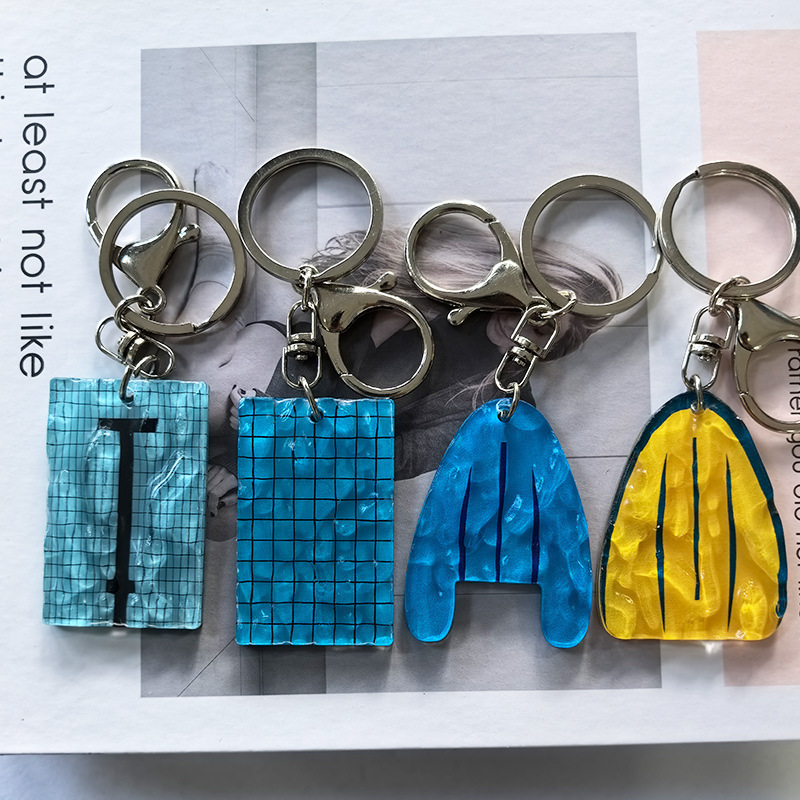 Acrylic Water Ripple Swimming Pool Keychain Backpack Pendant Small Gift DIY Creative Pendant Wholesale Customization