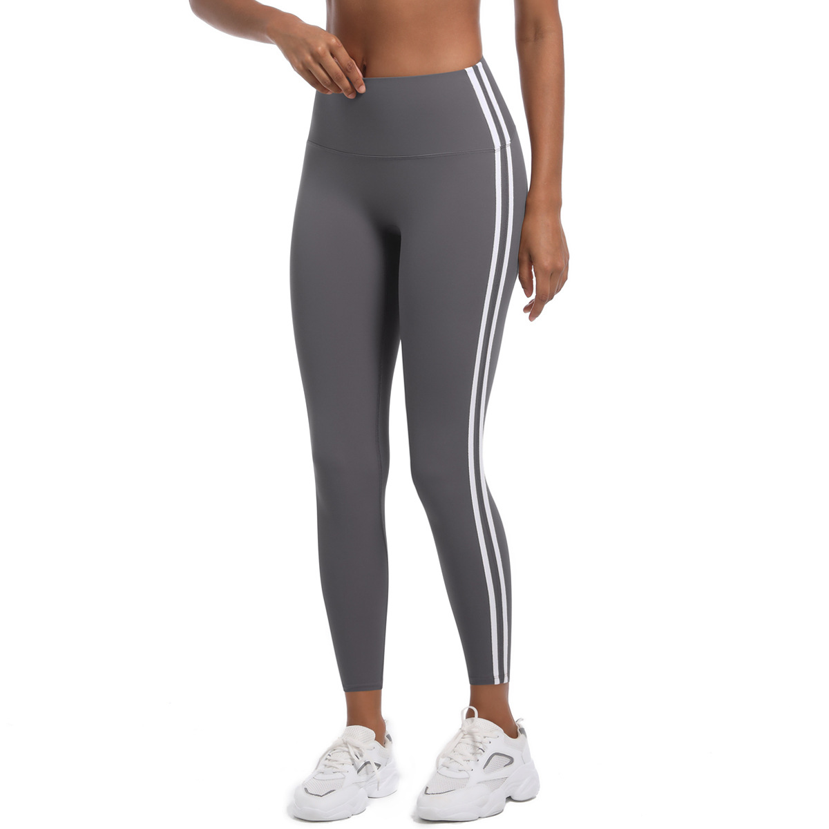 210g Weight Sleeveless Sleeve Length Nylon Fabric Type Short Top Length Leggings Pants Type Running, Sports Occasion Collarless Neckline Stripe Pattern Side Stripe Design Fitness, Sport Style Style Fitness Sport Style Stripe Nylon Collarless Side Stripe Active Bottoms Leggings 30