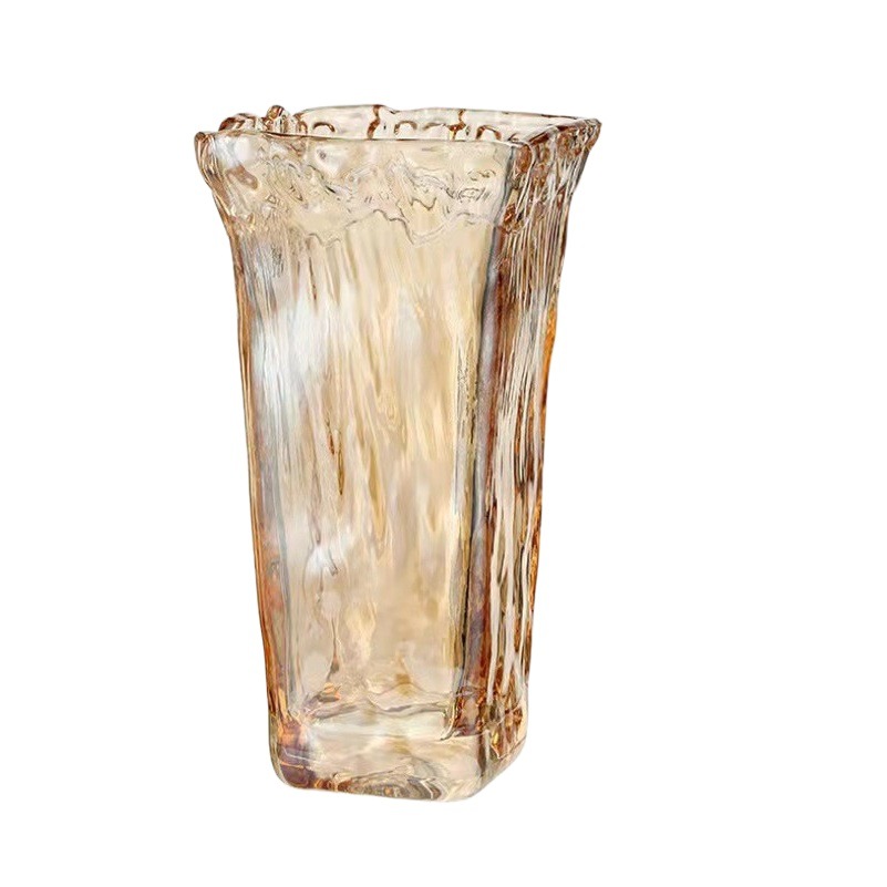 Jarrón de vidrio con boca ondulada, diseño europeo para flores naturales