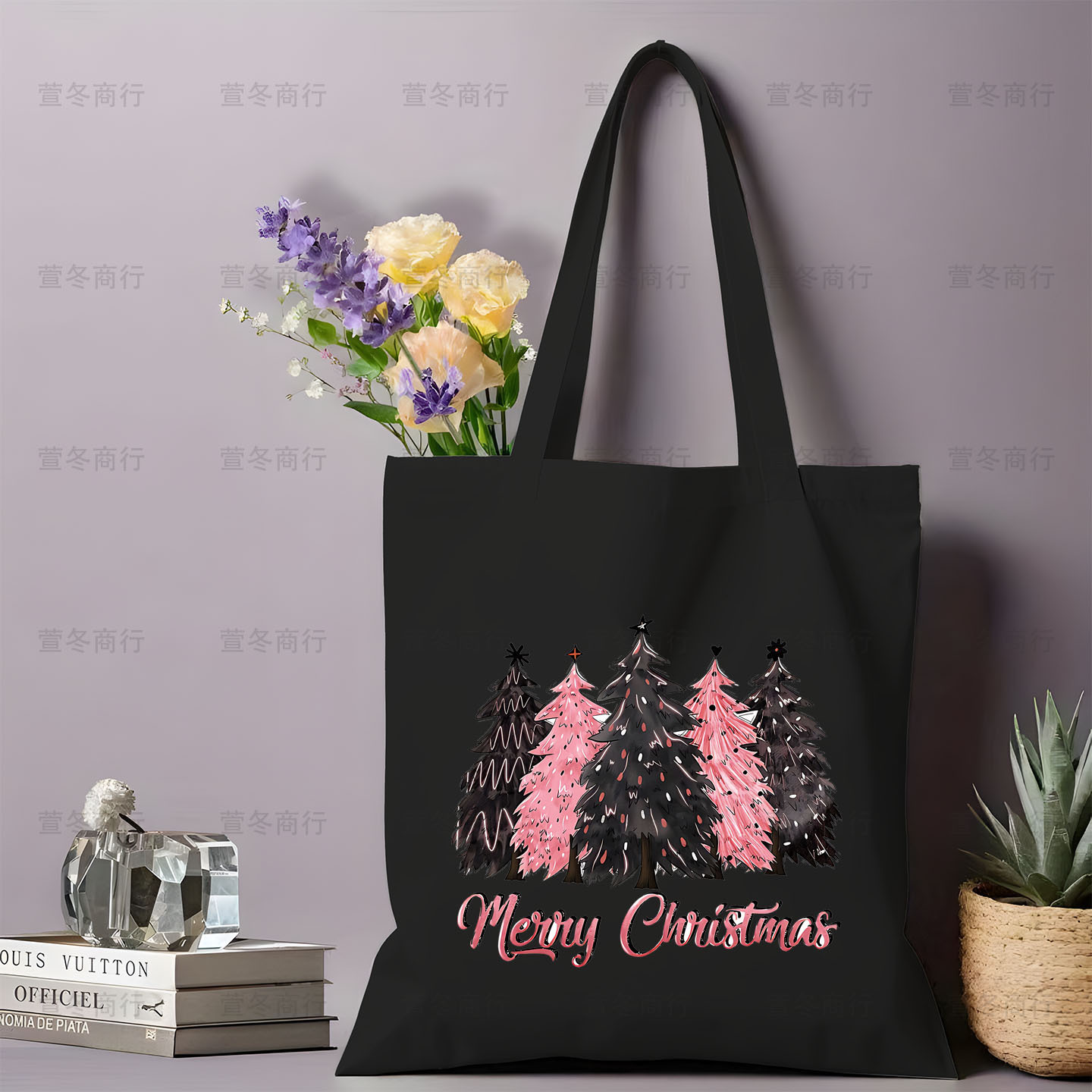 Bolsa de lona de Santa Claus de dibujos animados estudiantes bolsas de lona de mano de Navidad bolsas de hombro de gran capacidad ventas calientes transfronterizas