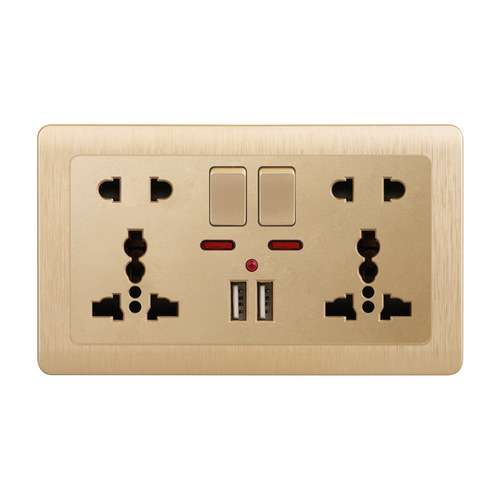 British British standard multi-functional five-hole USB panel mobile phone data cable fast charging Type-c charging power socket