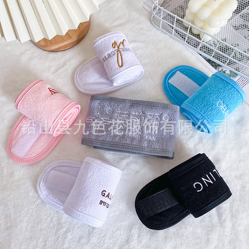 Europa y los Estados Unidos transfronterizos velcro cinta para el cabello damas yoga LOGO bordado banda de cabello personalizada hijab absorción de sudor adornamiento para el cabello