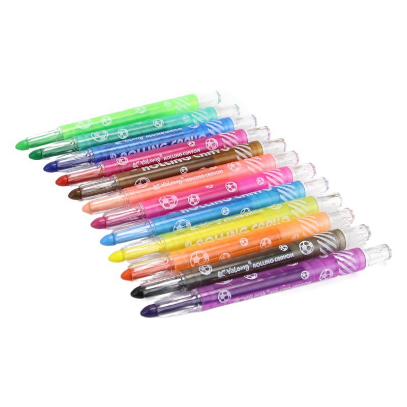 Crayones Giratorios Infantil de Plástico de 12 Colores que No Ensucian las Manos