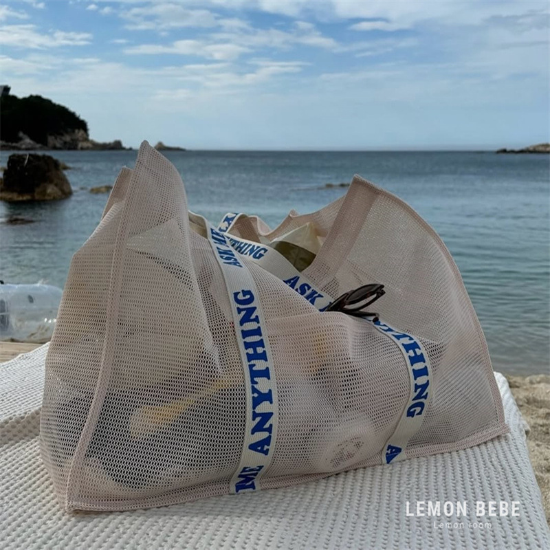 Korean Ins Mesh Swimming Bag Single Shoulder Large Capacity Beach Bag Fashion Travel Fitness Toiletry Swimsuit Storage Bag Korean Ins Mesh Swimming Bag Single Shoulder Large Capacity Beach Bag Fashion Travel Fitness Toiletry Swimsuit Storage Bag