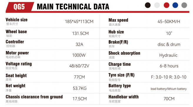 QG5 Electric Motorcycle High Power Scooter