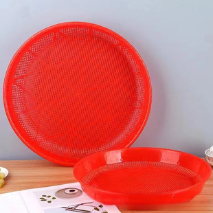 Large Red Plastic Drying Sieve, Rice Washing Sieve, Household Flour Sieve with Holes for Draining, Round Dustpan, Thickened Multi-Purpose Sieve