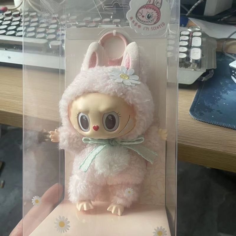 现货泡泡玛特labubu拉布布搪胶脸摆件马卡龙一代毛绒玩具公仔手办|undefined