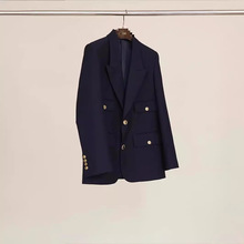 现货重磅渠道牛货 又飒又摩登时尚 西装金属扣藏蓝西服