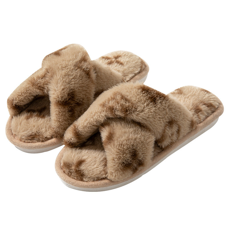 Four-leaf clover cross-opening cross-border foreign trade open-toe women's slippers autumn and winter four seasons open-ended slippers imitation rabbit hair Four-leaf clover cross-opening cross-border foreign trade open-toe women's slippers autumn and winter four seasons open-ended slippers imitation rabbit hair