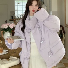 棉服女短款2025年冬季新款学生牛角扣棉衣棉袄糖果色保暖厚外套潮