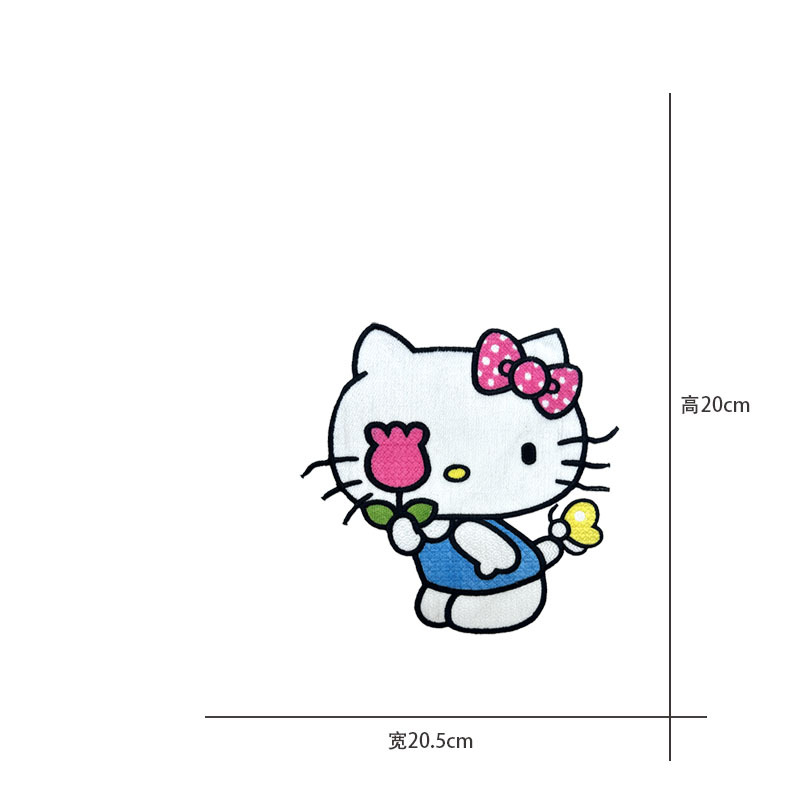 Cartoon al por mayor bordado por computadora kt pegatinas de tela de gato Sanliogou diy pegatinas de parche tejido cesta de ropa adorno accesorios pegatinas