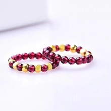 仿石榴石金色转运珠戒指女简约气质小众设计指环精美手饰工厂直销