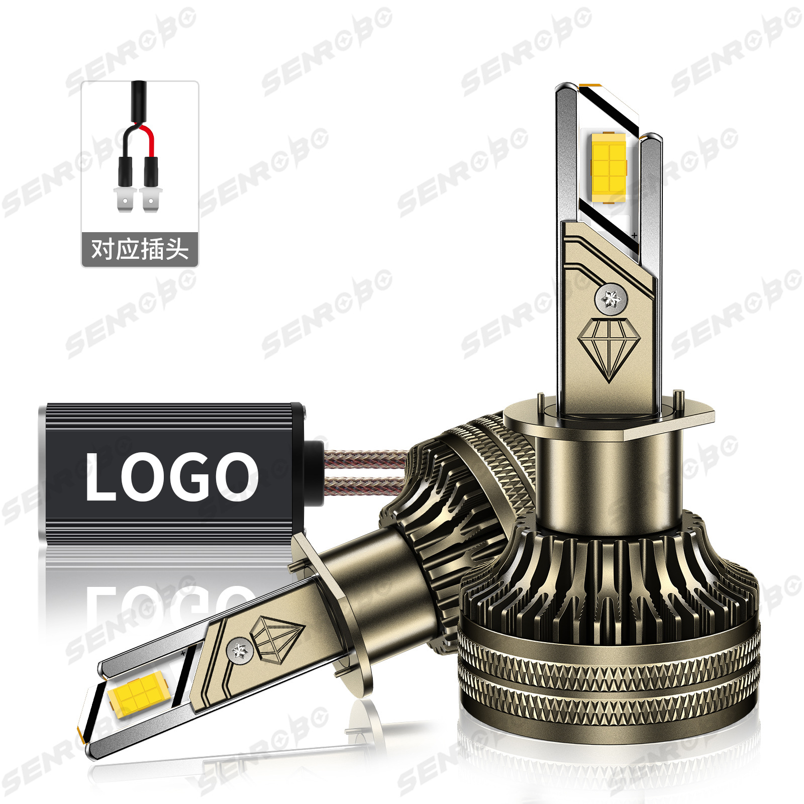 Super brillante doble tubo de cobre del automóvil condujo luz láser delantera concentrador de luz alta y baja un H1H4H7 luz dorada 9005 image 14