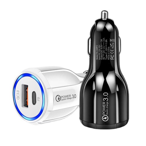 QC3.0 fast charging car charger PD bowling halo car charger qc3.0+pd car charging head 2.4A