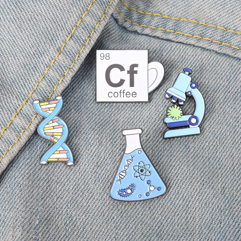 European And American New Chemical Biological Alloy Brooch Creative Cartoon Microscope Cf Cup Dna Modeling Paint Badge display picture 11