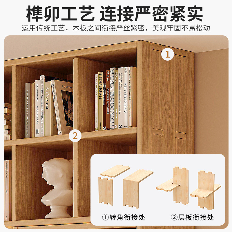 Estante de madera sólida toda la pared del gabinete de libros integral hasta la parte superior para la sala de estar color nuez pared completa gabinete de exhibición doméstica