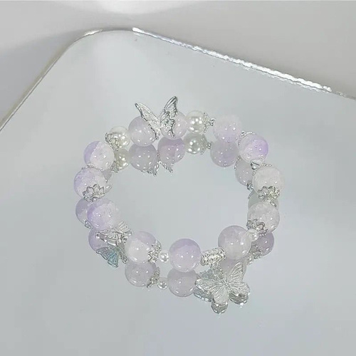 Butterfly Glass Bead Bracelet Same Style Ins Bead Unique Design Elegant Bracelet Gift for Best Friends and Couples Chinese Style