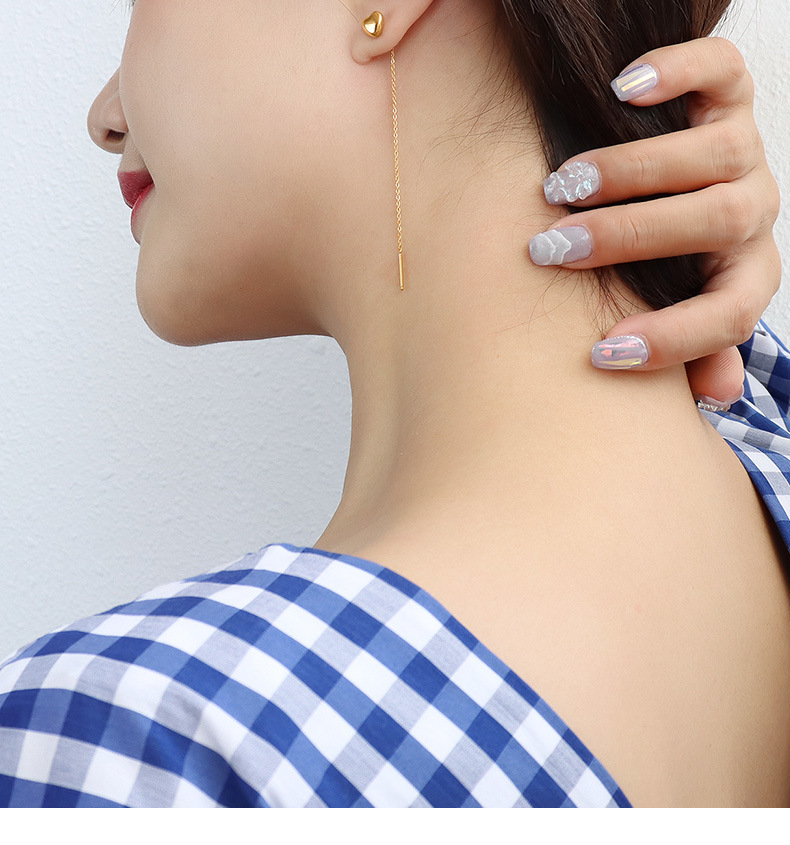Real Gold Plated Plating Material PVD Coated Real Gold Plated 18K Gold Heart 304 Stainless Steel Simple Style Waterproof Non Tarnish Earrings