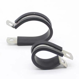 304 stainless steel R-type rubber strip clamp fixing pipe clamp U-type cable clamp rubber strip throat band rubber riding horse card