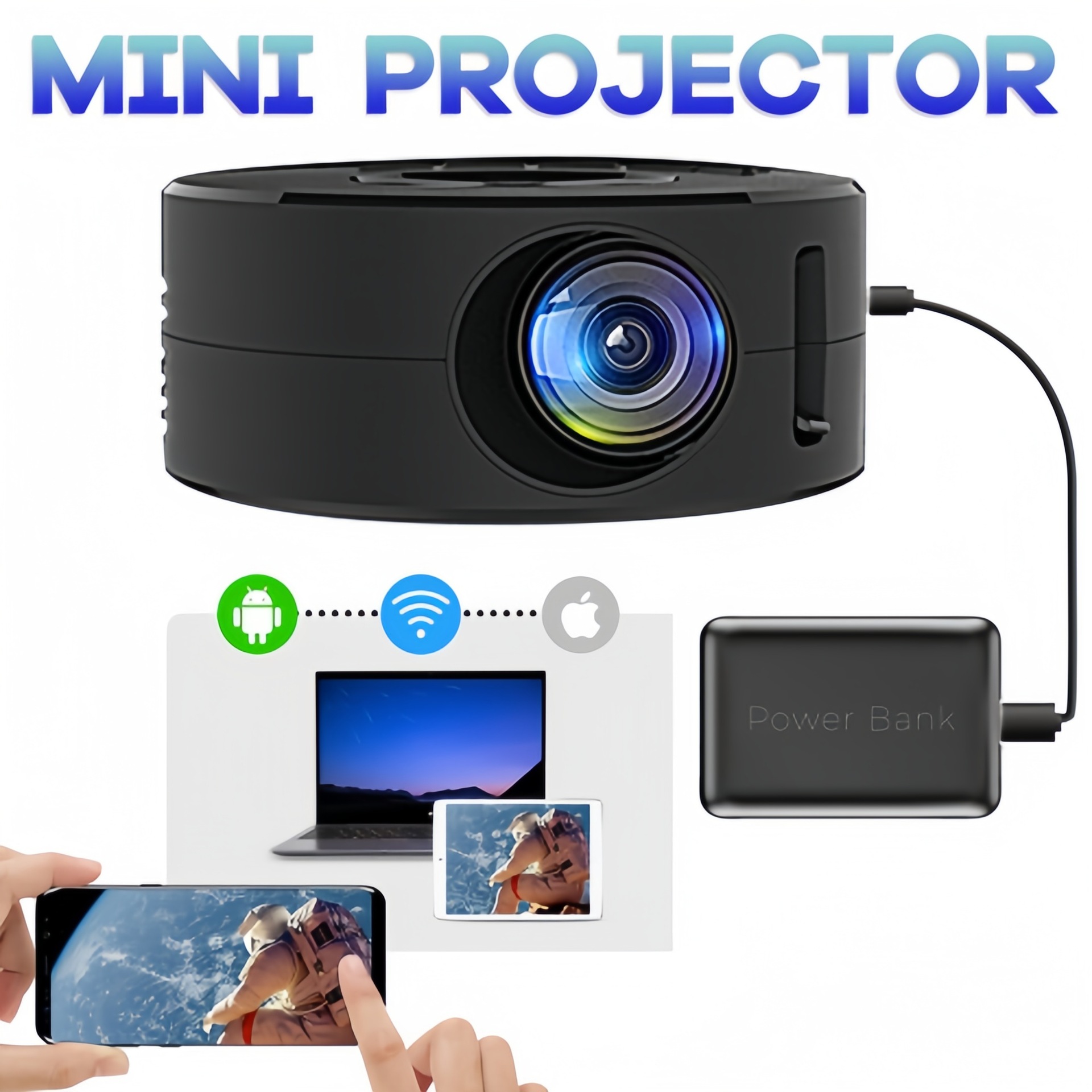 Sınır Ötesi YT200 Projeksiyon Ev Sinema Telefon Aynı Ekran Taşınabilir Mini Küçük Çocuk Telefon Animasyon Projektörü