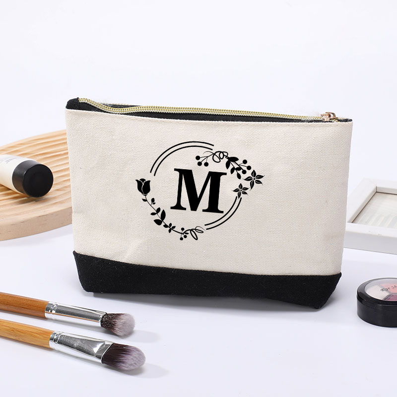 Canvas zipper coin purse, letter printed storage toiletry makeup key bag, phone bag_voghion.com