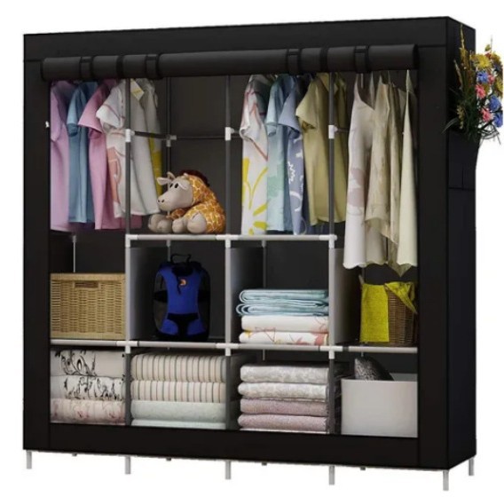 Armario simple transfronterizo, armario de almacenamiento de dormitorio grande de cuatro filas, tubo de acero, dormitorio de alquiler para el hogar, armario de montaje