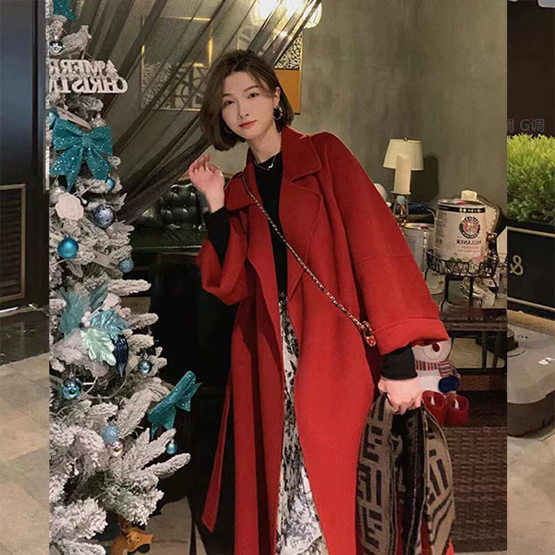 Шерстяное пальто в стиле Хепберн для женщин, новинка зимы 2025, элегантное двустороннее длинное шерстяное пальто для женщин высокого класса