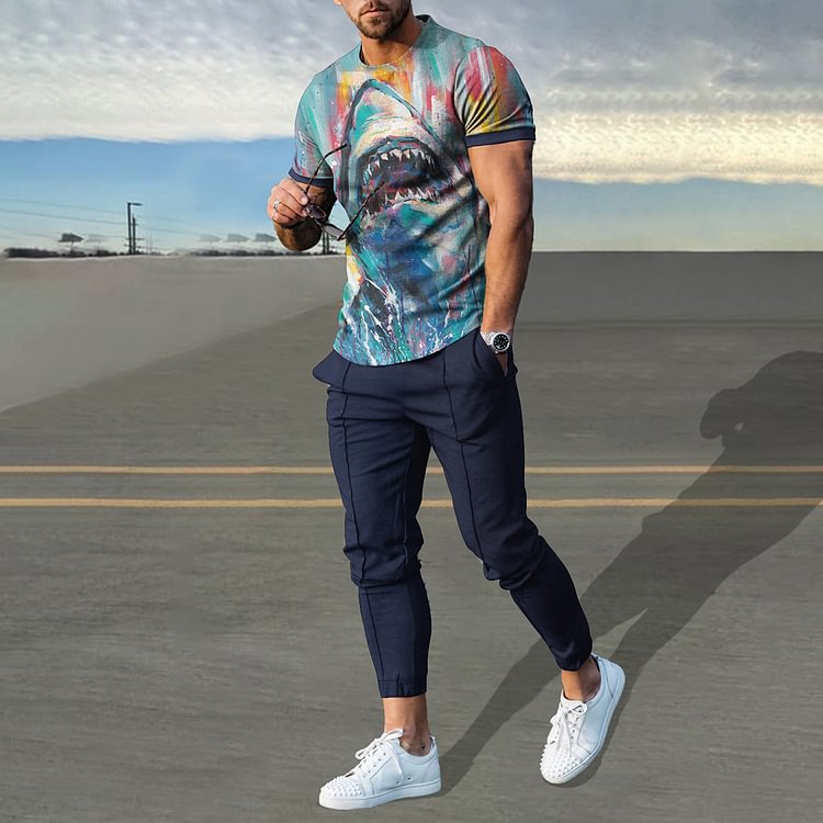 Herren Sport Set Kurzarm Mit 3d Digitaldruck Design_voghion.com