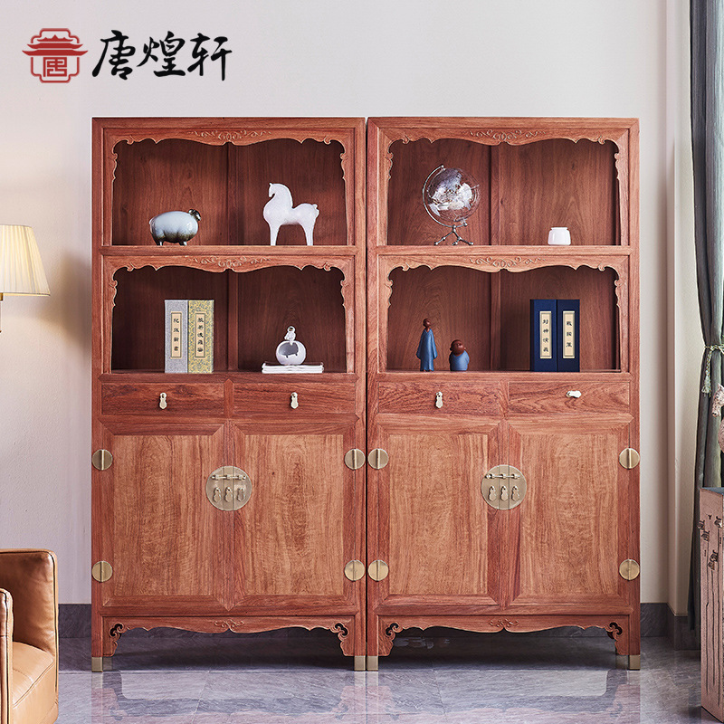 mahogany furniture big fruit red sandalwood bookcase solid wood storage cabinet top grid bright grid cabinet tea ceremony cabinet myanmar pear display cabinet