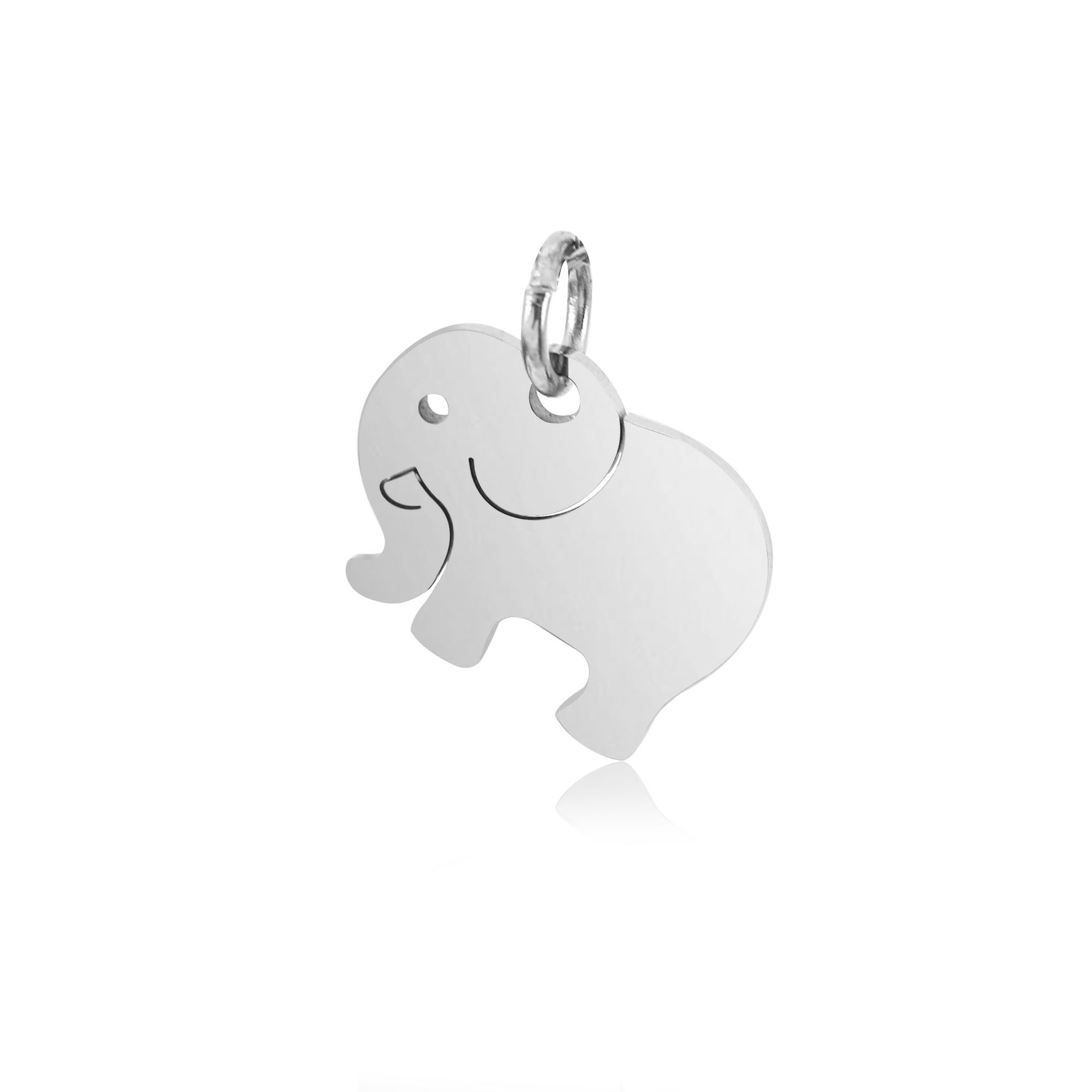 Elephant Pattern 5 PCS/Package 14*16MM 304 Stainless Steel Elephant Polished Pendant