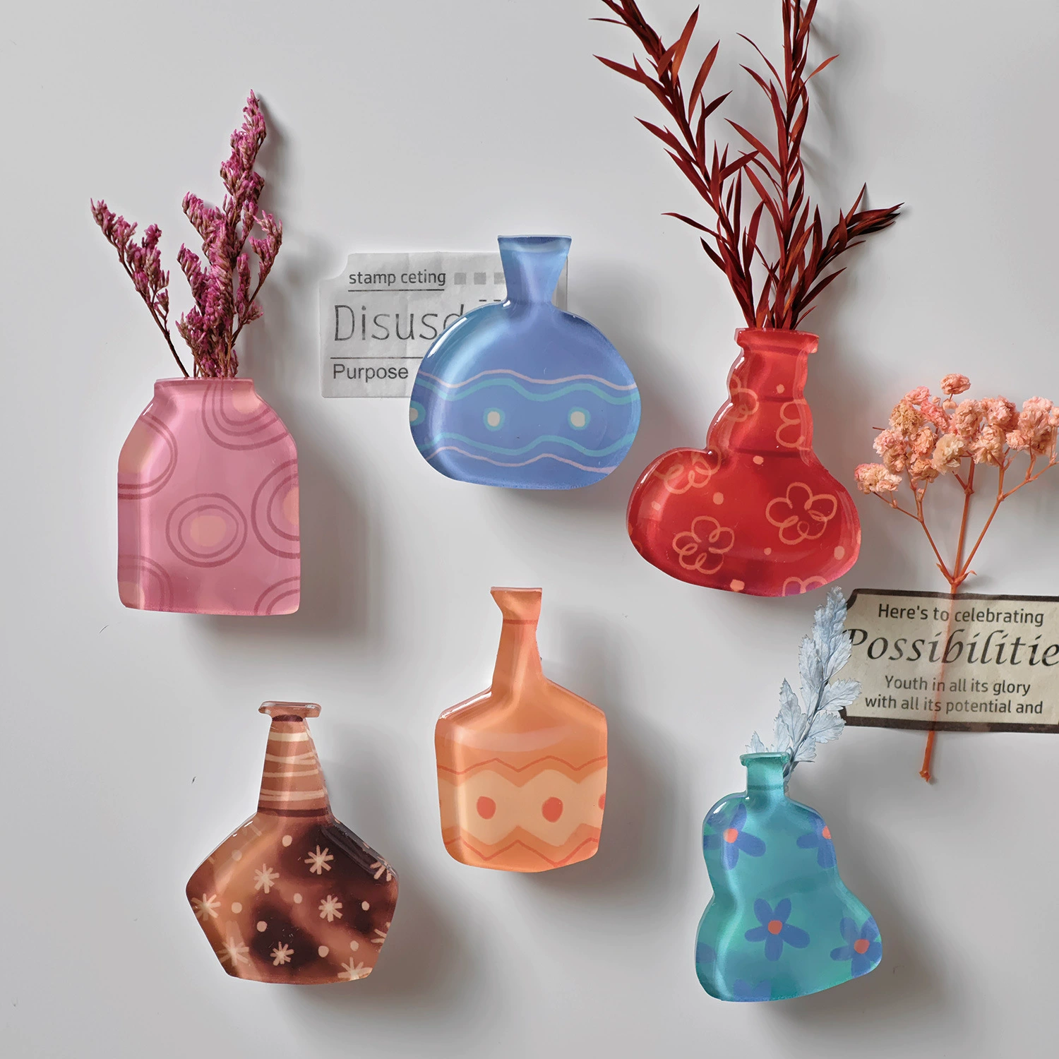 Zaomo акриловый магнит на холодильник, художественная ваза, серия 3D, декоративная цветочная композиция, магнитный магнит на холодильник специальной формы