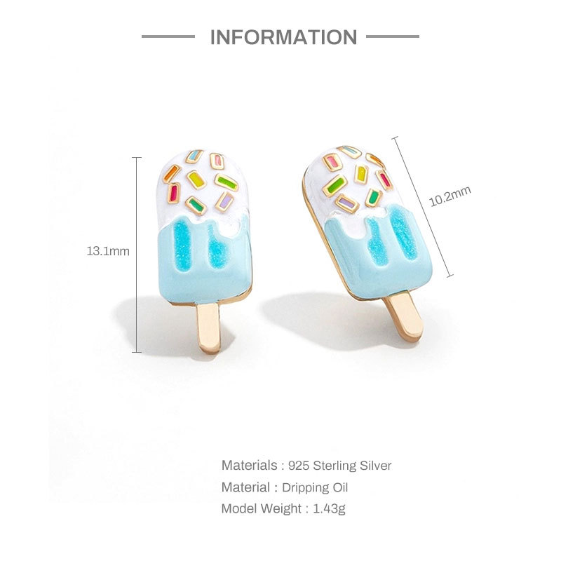 1 Pair Simple Style Ice Cream Enamel Sterling Silver Ear Studs display picture 1